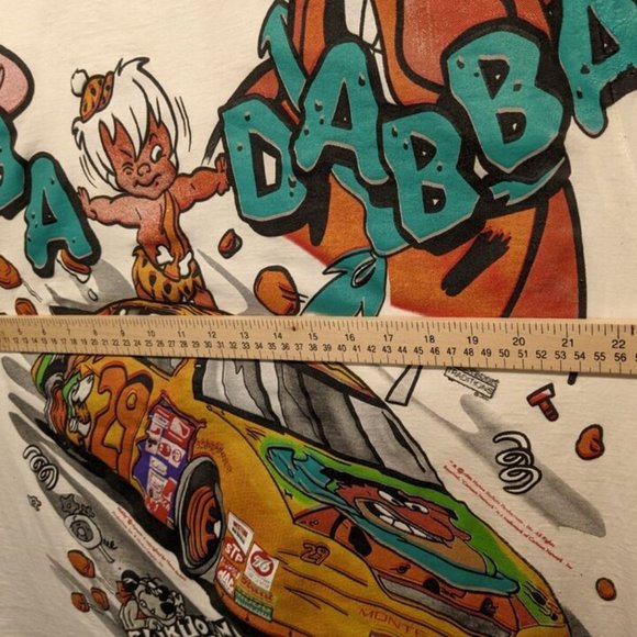 1996 Flintstones Cartoon Network Modern Boot NASCAR AOP Tee Single Stitch - Picture 6 of 6